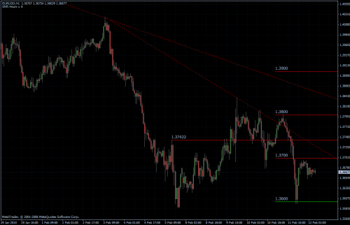 EURUSD 12.02.10 - stündlich